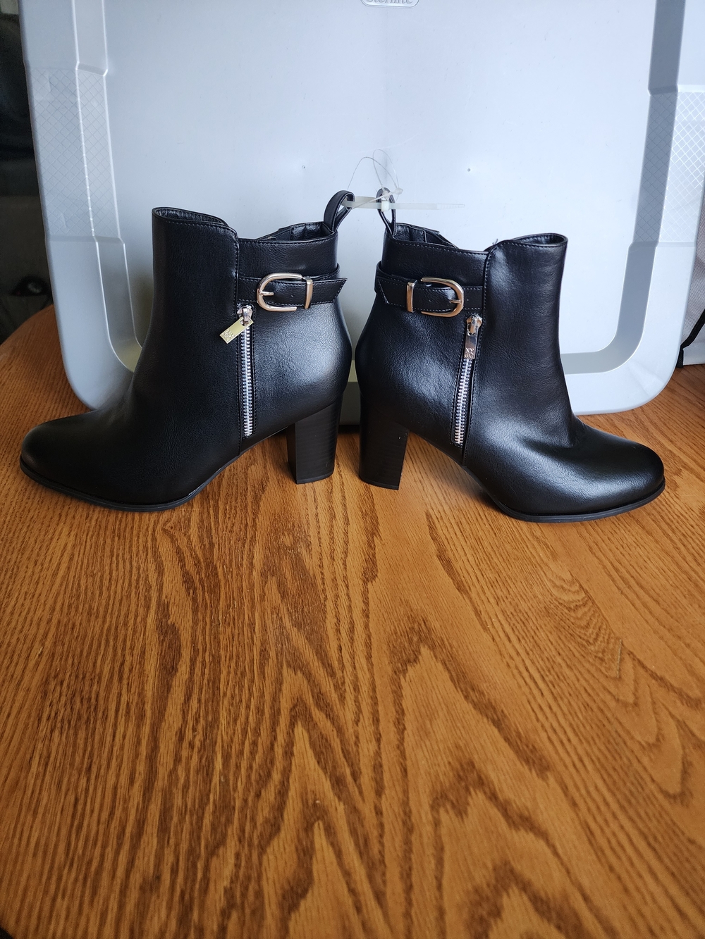 New York & Company Black Ankle Booties with Buckle and Side Zip